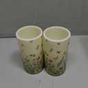 Flameless Candles LED Battery Operated Candles with Realistic Set of 2 with 18 Key Remote Control Timer Dancing Flame Pillar Candles for Home Beach Farmhouse, Floral Green