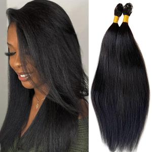 Human Crochet Hair for Black Women Yaki Human Hair Crochet Bundles 14 Inch 50G Pre-Separated Crochet Human Hair Yaki Straight Pre Looped Hair Extensions 50 Strands Natural Black