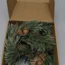 6.4ft Smokey Christmas Garland with Lights, Prelit Natual Rustic Cedar Pine Garland with Pine Cones for Home New Year, Mantle, Fireplace, Indoor Outdoor Decoration Simple Garland