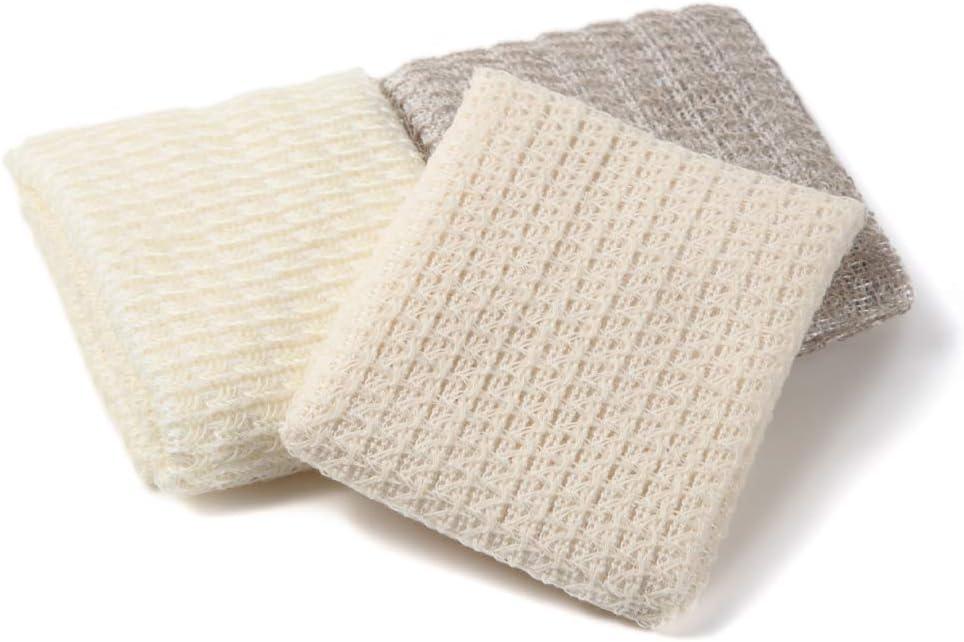 Exfoliating Washcloth [Made in Japan] Shower Back Scrubber, Natural Loofah (3pcs Set (3pcs Set ( Cotton, Linen and Silk ))