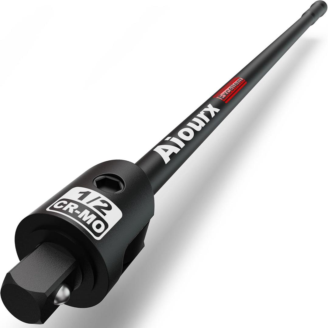 Breaker Bar, 32-Inch Heavy Duty Extension Breaker Bar, with 180° Rotatable Head, Spring-loaded Detent Ball