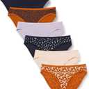 Amazon Essentials Women's Breathable Cotton Bikini Brief Underwear with Full Coverage, Multipacks (L)