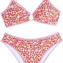 Floerns Women's 2 Piece Bikini Set Floral Tie Front High Waisted Bathing Suit, L