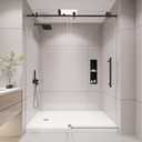 KPUY Frameless Shower Door, 49-54" W x 76" H Sliding Glass Shower Door, 1/4" (6mm) Thick Tempered Clear Glass with Explosion-Proof Film Nano Coating, Stainless Steel Hardware, Matte Black