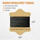 VONEEDL Upholstery Repair Kit: Waxed Sewing Thread (3 Rolls - Black Color) & Heavy Duty Needles (11 PCS) for Leather, Canvas & Quilting Thread