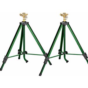 2-Pack Orbit 58308Z Brass Impact Sprinkler on Tripod Base - Heavy-Duty Brass Sprinklers on Tripod.