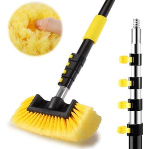 Car Wash Brush,12FT Car Wash Brush with Long Handle, Car Cleaning Brush 10-Inch Soft Bristles, 3-12Foot Telescopic Pole for Scratch-Free Cleaning Truck,RV, Boats,House Siding,Floors,Solar Panels