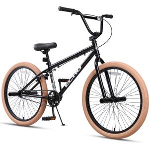 cubsala Echo 24 Inch Beginner BMX Bike for Boys Girls, Black & Brown