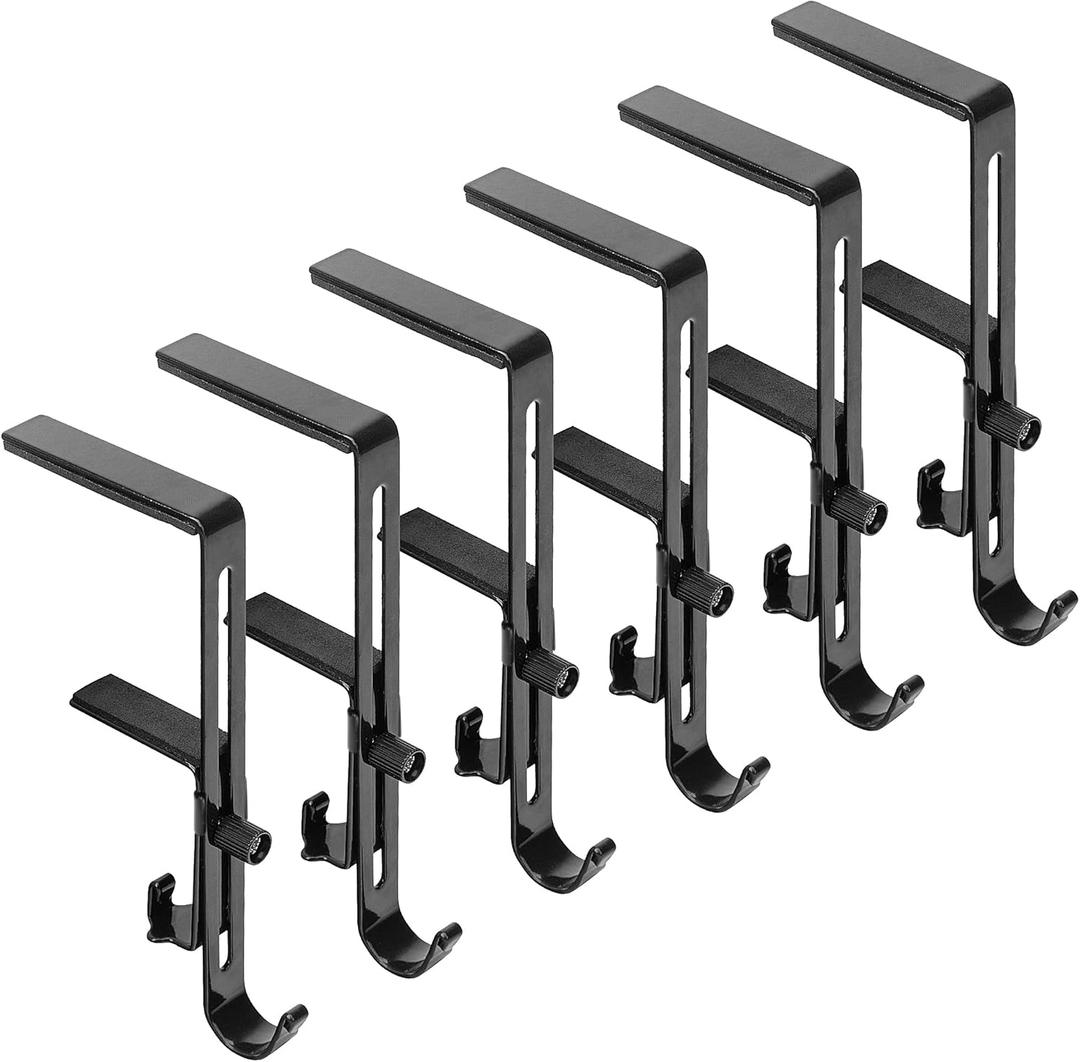 Alpurple 6 PCS Adjustable Christmas Metal Stocking Hooks Hanger for Mantle, Black