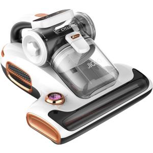 JIGOO T600 Mattress Vacuum Cleaner with UV-C Light, 15Kpa Suction 700W Powerful Double-Cup Handheld Vacuums, Bed Cleaner with Smart Dust Sensor, Ultrasonic, Heating Tech, MIF Filter, White