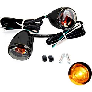 Front Gloss Black Bullet Smoked Turn Signals For Harley 2004-2013 Sportster XL