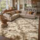 8x10 Ft Extra Large Shag Rugs for Living Room, Tie Dyed Ultra Soft Fluffy Furry Area Rugs for Bedroom Indoor Floor, Aesthetic Carpet for Kids Home Decor (Khaki)