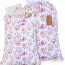 Capoda 2 Pcs Extra Large Baby Shower Drawstring Bags 20 x 28 Inch Foral Baby Shower Wrapping Bags Reusable Fabric Floral Gift Pouches for Birthday Gender Reveal Gift Wrapping Supplies Decoration