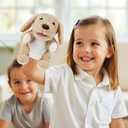 Animal Hand Puppets 11 Inch Sea Turtle Plush Dinosaur Animals Hand Puppet Toys Role-Play Toy Puppets for Kids Storytelling Imaginative Pretend Play Teaching Preschool(Dog)