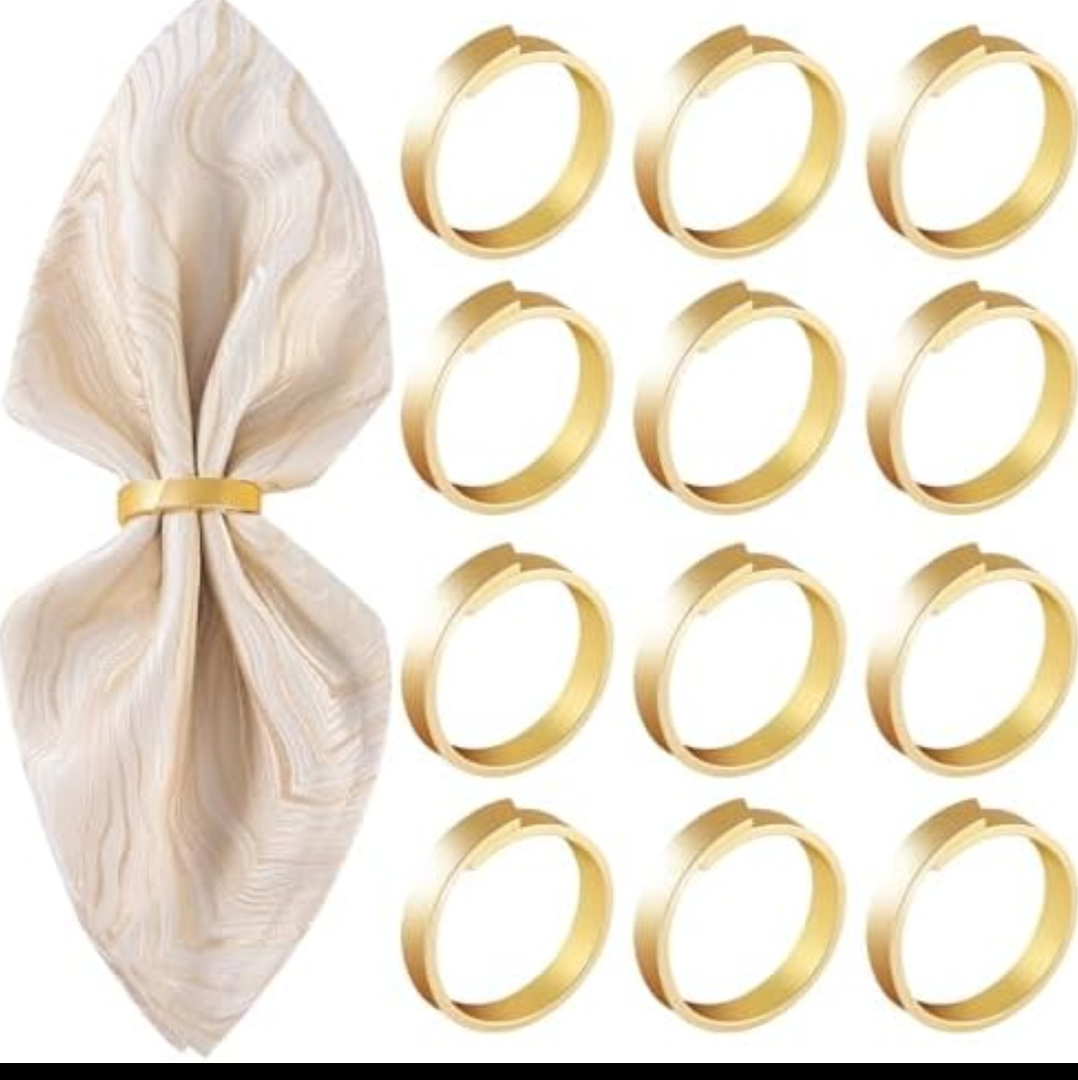 Pack Of 2 APTWOW Gold Napkin Rings Set of 12- Roundness Metal Gold Napkin Holder, Fall Thanksgiving Christmas Napkin Rings for Table Decor, Wedding, Banquet, Valentines Easter