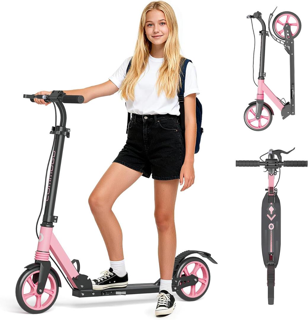 Kick Scooter with Dual Brakes for Kids Age 8+, Teens, Adults, Dual Suspension Foldable Lightweight Scooter with 8 Inch Big Wheels, Max Load 240 LBS Wide Deck
