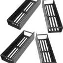 Magnetic Rack for Refrigerator, Magnetic Fridge Shelf for Kitchen, Wall Mounted Organizer with Hooks, Metal Black Shelves for Microwave Oven (4PCS Set)