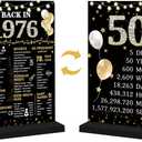 Roetyce 50th Birthday Decorations Gift for Women Men, Black Gold Back in 1976 Poster Acrylic Sign Centerpiece(1PC Duplex Printing), 50th Anniversary Table Decor, 50 Years Old Birthday Party Supplies