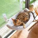 CATISM Cat Window Perch - Cat Hammock - Window - Seat - Home - Cat Window Hammocks Bed for Indoor Cats, 4 Suction Cups, Reversible Cover, Foldable, Cordless (Gray, Cushion Bed)