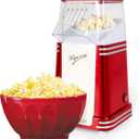 Nostalgia Hot-Air Electric Popcorn Maker, 8 Cups, Healthy Oil Free Popcorn with Measuring Scoop, Retro Red