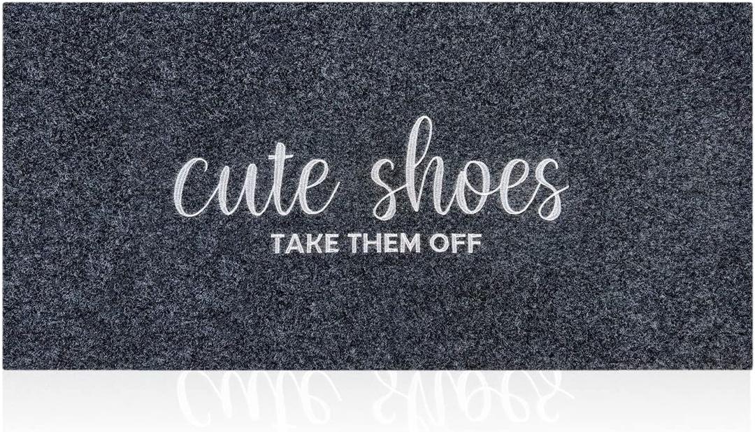 Welcome Mats for Front Door Mats Cute Shoes Take Them Off for Home Entrance with Rubber Backing Mats Heavy Duty Entryway Doormat for Floor Laundry Rooms Mudrooms Garage 47 x 18 Grey