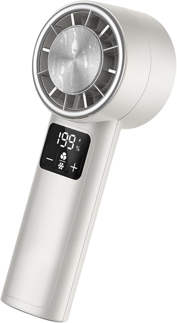 Duttek Portable Handheld Fan, Speed(1-199) Adjustable, High Speed(11000RPM), Rechargeable Personal Fan with Digital Display, Gifts for Women Men Travel, Camping, Outdoor (White), Small
