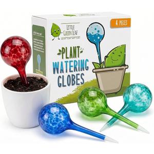 Little Green Leaf Automatic Plant Watering Globes Self Watering Planter Inserts (Set of 4) | Hands Free Multicolor Glass Bulbs | Planter Spikes to Support Indoor & Outdoor Plant Health (100ml), Small