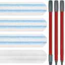 Mop Replacement Pads for Ocedar H2prO Flat Mop System, Mop Handle Mop Refills for O-Cedar H2pro Flat Mop System, Include 4 Pack Mop Pads and 4-Section Mop Handle for Ocedar H2 Pro Mop