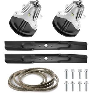 42" Lawn Mower Deck Rebuild Kit Compatible with MTD LT4200 M155-42 M175-42 T1000 T1400 T1800, 2 Spindle Assemblies, 2 Flat Pulleys 618-06991 918-06991, 2 Blades, 1 Belt (96 1/2")
