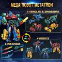 QUANTUM HEROES DINOSTER 4 in 1 Transforming Robot Mega Robot Metatron, 16.14 Inch Chariot Children's Robot Toy, Transforming Toy for Boys and Girls 5 6 7 8 9 10 Years Old, Multicoloured, 8.6 inches