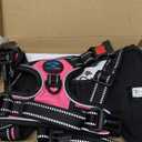 PHOEPET No Pull Dog Harness Medium Reflective Front Clip Vest with Handle,Adjustable 2 Metal Rings 3 Buckles,[Easy to Put on & Take Off](M, Pink)