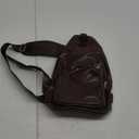 Peicees Leather Sling Bag Mens Crossbody Bag Chest Bag Sling Backpack for Men with USB Charge Port (Large, Dark Brown)