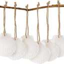 16PCS Natural Sea Shells 2.5"-3.5" Perforation Scallop Shells with Rope,for Christmas Tree Ornaments & DIY Hanging Home Deocration Craft Shells
