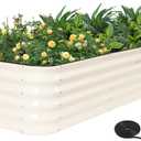GoCampDriect 6IN1 Raised Garden Bed - 8x3x1.4ft Galvanized Raised Garden Boxes Outdoor Corrosion Resistant | Variable Shape 9x2x1.4ft Metal Raised Garden Beds for Planting Vegetable, Fruits,Flower (White)