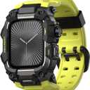 ULTIMAL Rugged Case with Band for Apple Watch 46mm,Compatible with Apple Watch Series 11/10, Military Grade Shockproof Bumper Cover for iWatch Tactical Band Men (46mm,Fluorescent Green)