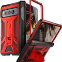 Tongate for Google Pixel Fold Case(2023), [Bulit-in Screen Protector] [Hinge Protection] Military Grade Dual Layer Shockproof Rugged Phone Case with Kickstand & Belt Clip for Pixel Fold 5G, Red