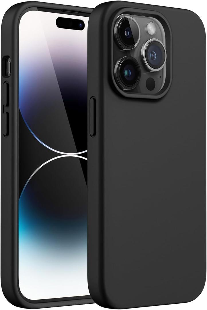 JETech Silicone Case for iPhone 14 Pro 6.1-Inch, Silky-Soft Touch Full-Body Protective Phone Case, Shockproof Cover with Microfiber Lining (Black)