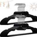 Plastic Hangers 30 Pack, Heart-Shaped Clothes Hanger Ultra Thin Space Saving - Black Slim Hangers with 360 Degree Swivel Hook & Clips -Strong Durable Adult Coat Hangers for Dress, Shirts, Coats