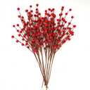 Osfvn Christmas Berries Picks Set of 12 Xmas Tree Decorations 14inches Red Holly Berry Stems Decorative Artificial Floral Picks for Holiday Wreath Garland Floral Table Arrangement Decor
