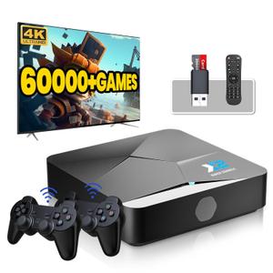Bearway Super Console x2 Retro Game Console with 60, 000+Classic Games for TV, Video Game Console with 60+Emulators, Plug& Play Gaming System EmuELEC4.6&Android TV 9.0, 2 Wireless Controllers(256G)