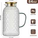 Glass Pitcher with Lid, 2 PACK 84 oz/2.5L Liter Vintage Water Pitcher, Clear Borosilicate Glass Water Carafe for Cold Brew, Coffee, Lemonade, Iced Tea,Beverage, Heat Resistant