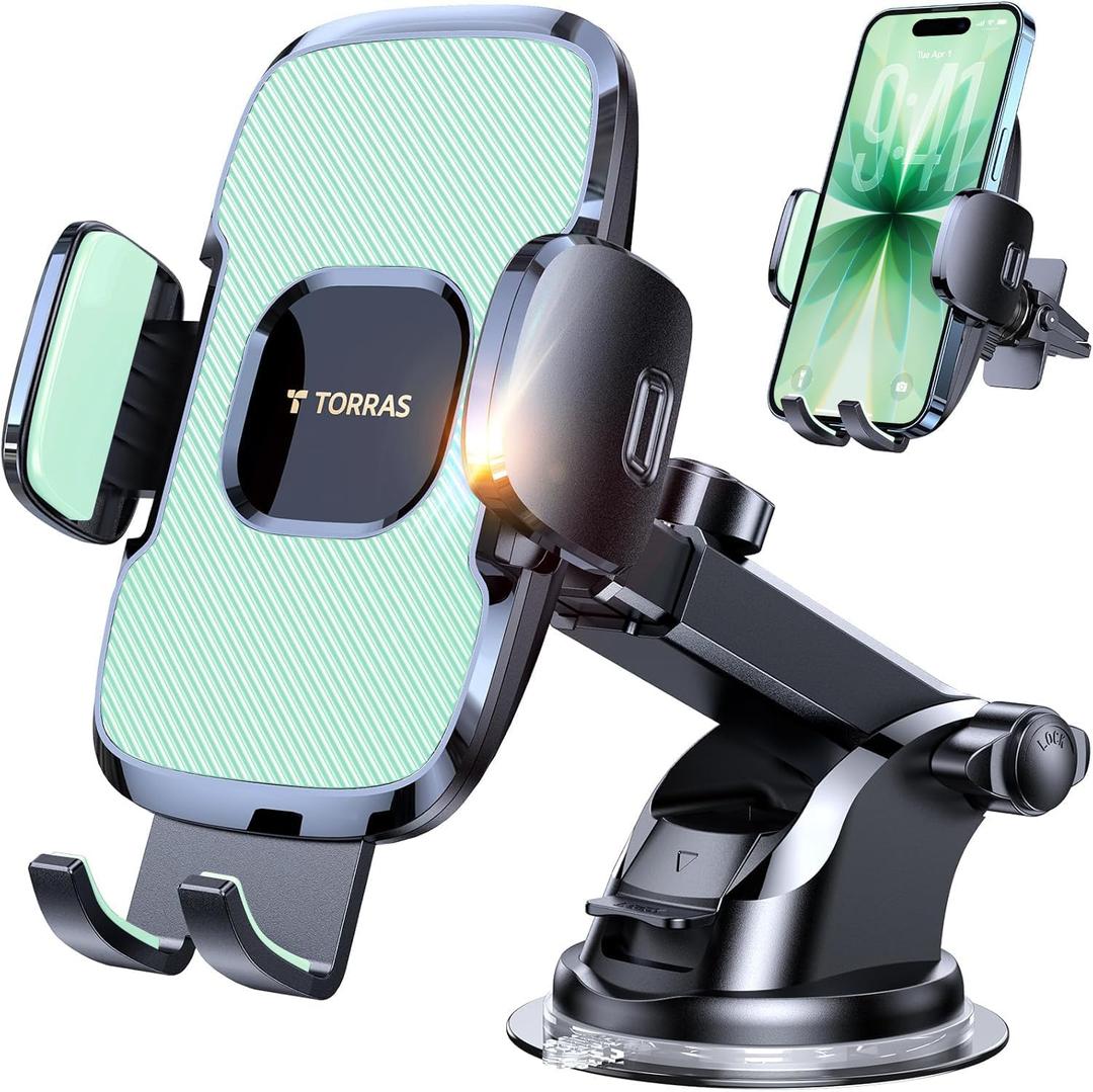 TORRAS 2026Strongest Suction & Ultra-Durable Phone Holders for Your Car,Patent & Safety Certs Car Phone Holder Mount Truck Stand for Dashboard Windshield Vent for iPhone 17 16 15 14 13, Sage