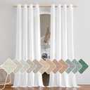 NICETOWN Linen White Curtains 84 inch Length 2 Panels Set, Grommet Thick Flax Linen Blend Window Treatment Privacy Assured with Light Filtering for Bedroom/Living Room, W55 x L84