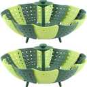 2pcs Foldable Steamer Basket,Silicone Vegetable Steamer Basket,Food Steamer,Pot Steamer Basket High Temperature Resistant Cooker Dish Steamer Basket For Steaming Fruit