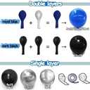 Black Blue Balloon Garland, Double Stuffed Navy Royal Blue Black Metallic Silver Foil Balloon Arch Kit for Birthday Graduation Baby Shower Anniversary Graduation Father's Day Party Decorations