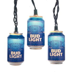 Budweiser Kurt Adler 10-Light Bud Light Beer Can Light Set