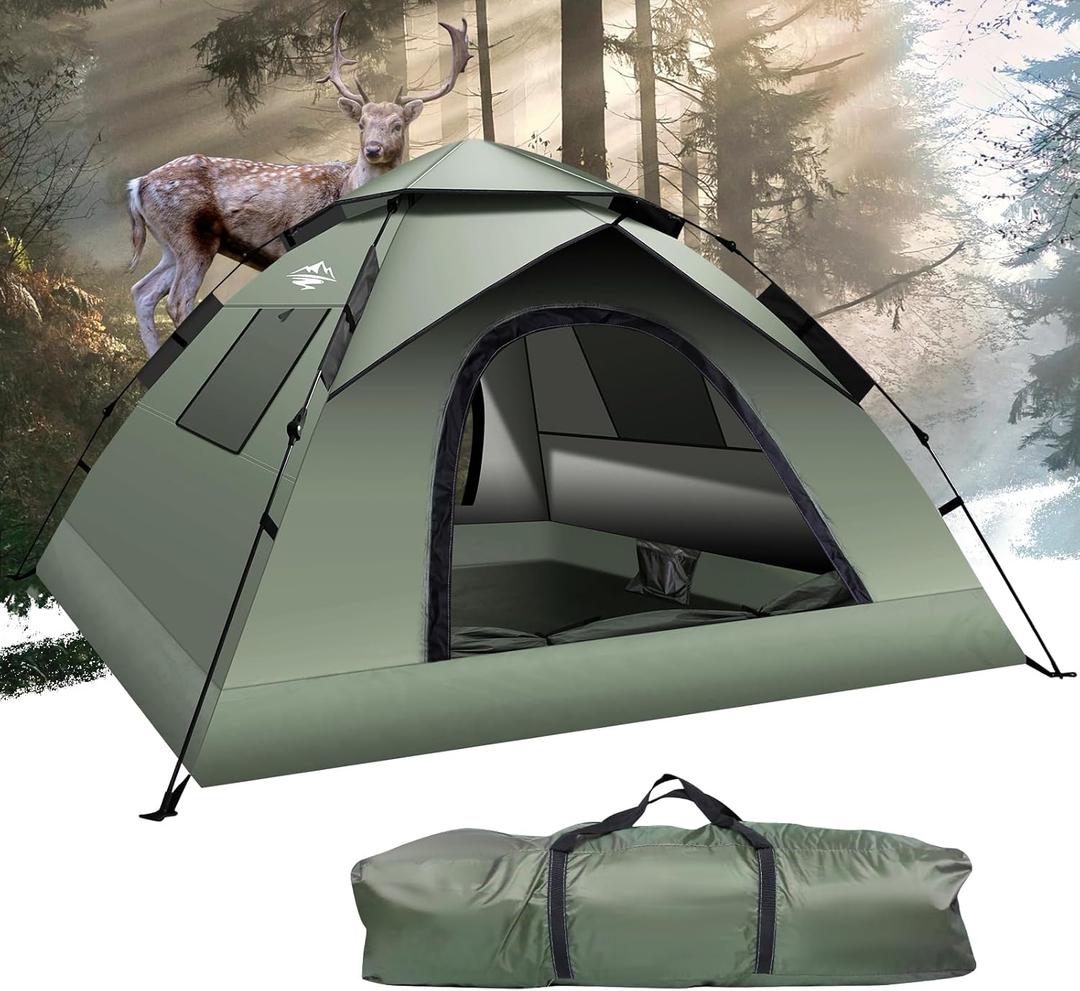 Instant Pop Up Tents for Camping, 2-3 Person Camping Tent 60s Automatic Easy Setup Tent, Double-Thick Waterproof Instant Tents for Hiking Backpacking