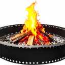 DFLU Smokeless Fire Pit Ring 48 inch Inner, 52 inch Outer Large Firepit Ring Insert Metal Steel Round Firepit Ring for Outside Wood Burning DIY Fire Pits Outdoor Fire Place for Camping Patio Backyard