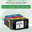 952XL Ink Cartridges 4 Combo Pack Compatible for HP Printer, 952XL 952 XL Ink Works OfficeJet 8702 7700 8210 8700 Series (Black, Cyan/Magenta/Yellow) (952XL-4packs)