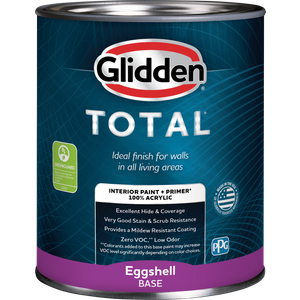 Glidden Total Interior Paint and Primer All-in-One, 1 Gallon, EggShell Base 2 (Midtone Base)